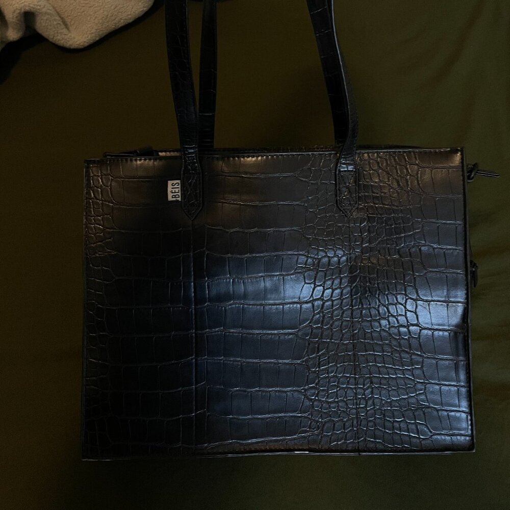 MUST GO! BEIS WORK TOTE BLACK CROC